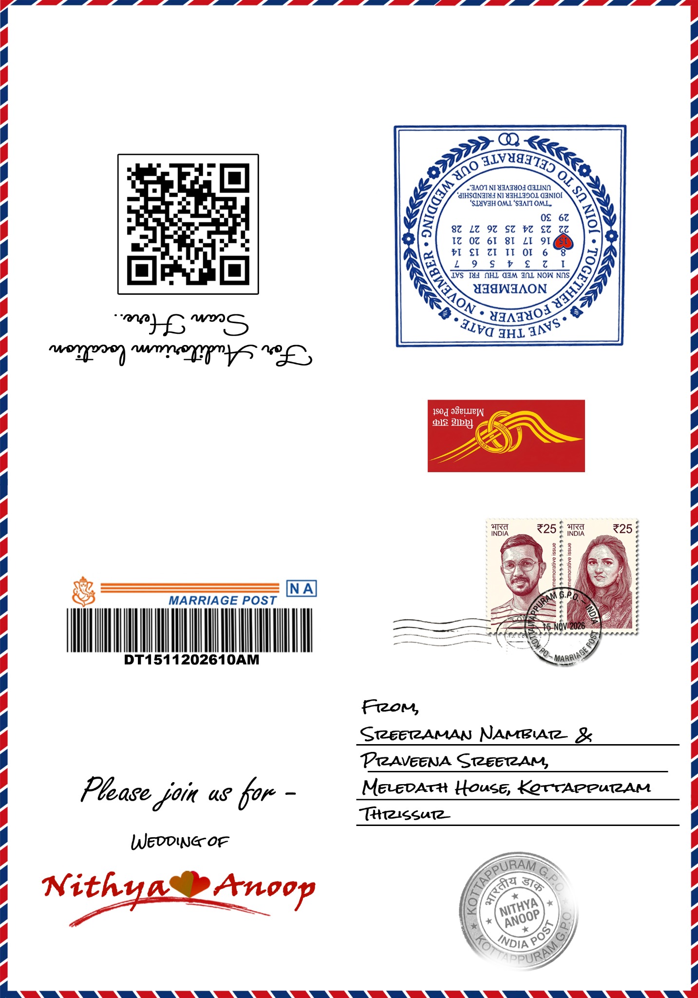Postal cover reverse side